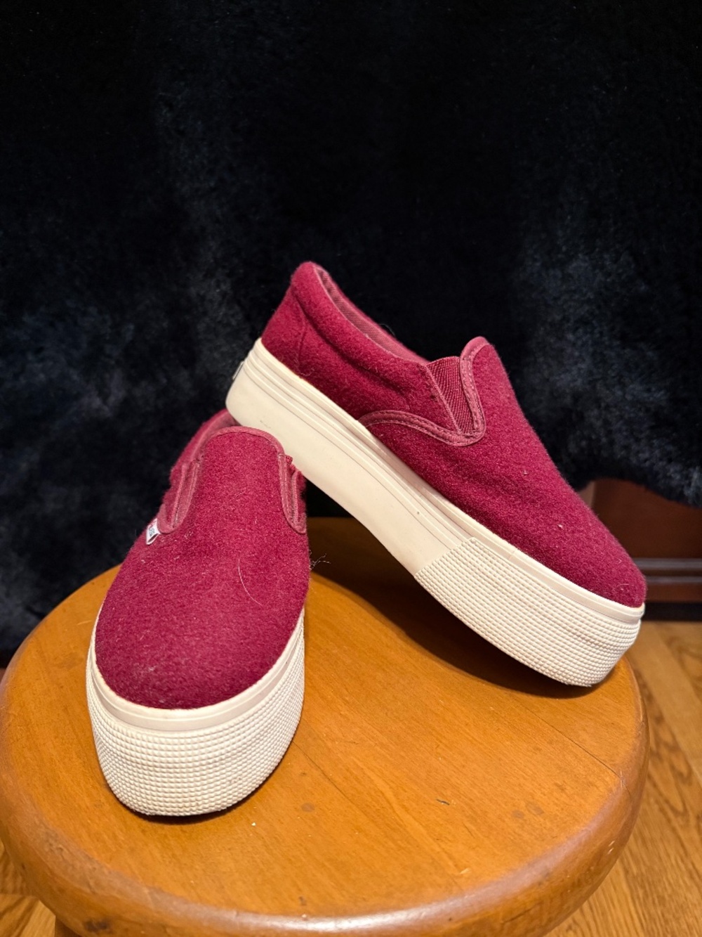 Superga boiled wool platform slip on sneakers